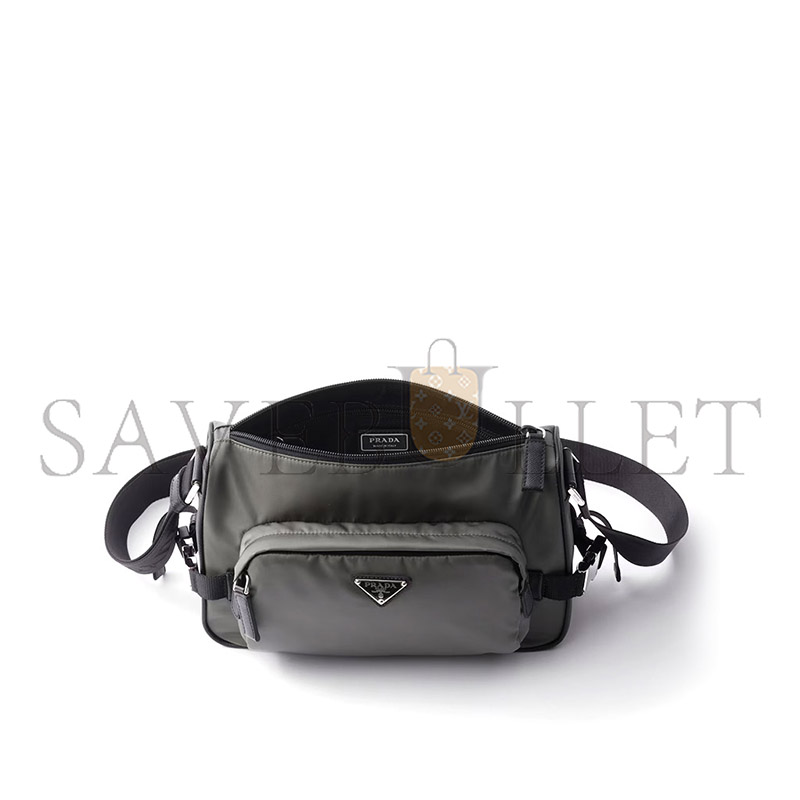 PRADA MEDIUM RE-NYLON AND SAFFIANO LEATHER SHOULDER BAG 2VH192 (28*17.5*10cm) 